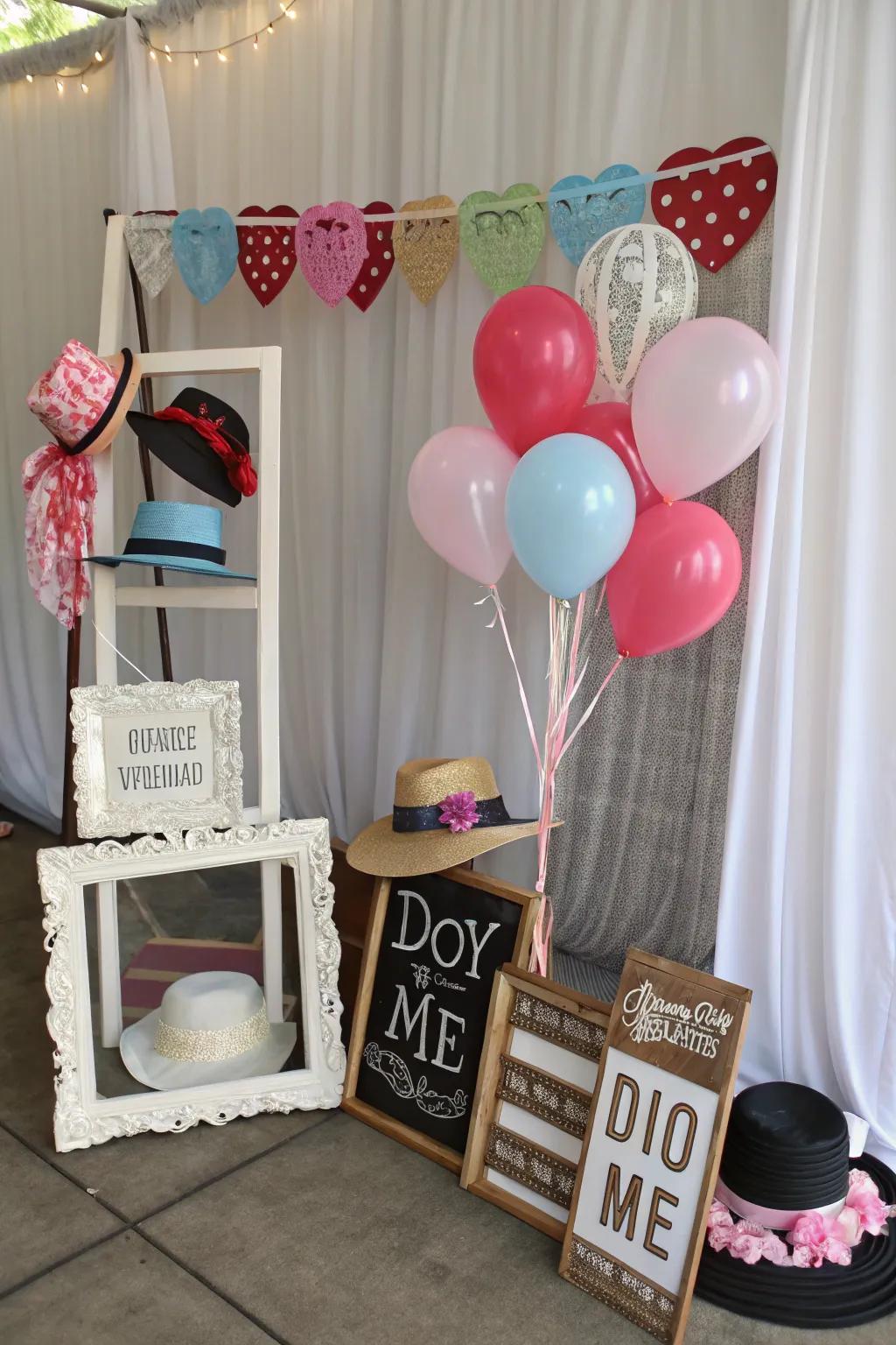 A DIY photographic space adds fun and a personal touch to the wedding.