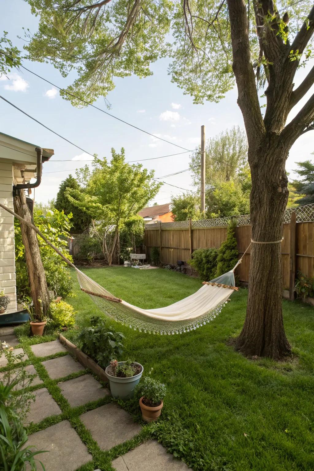 A sling provides a serene haven for unwinding.