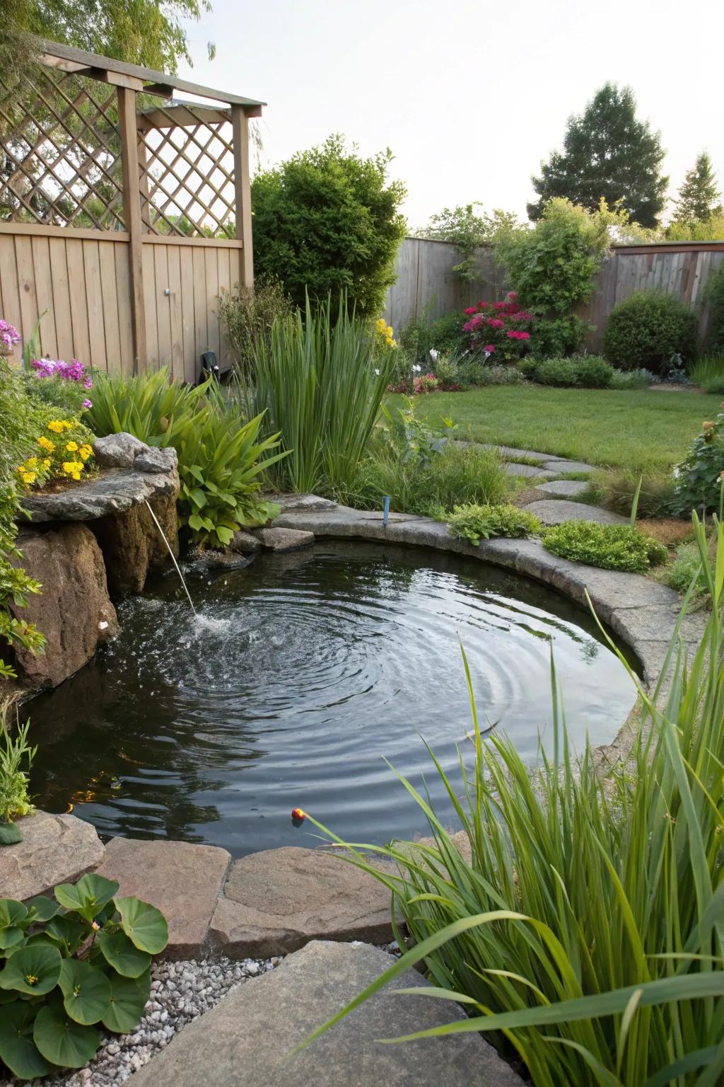 A side pond transforms an unused space into an intimate sanctuary.