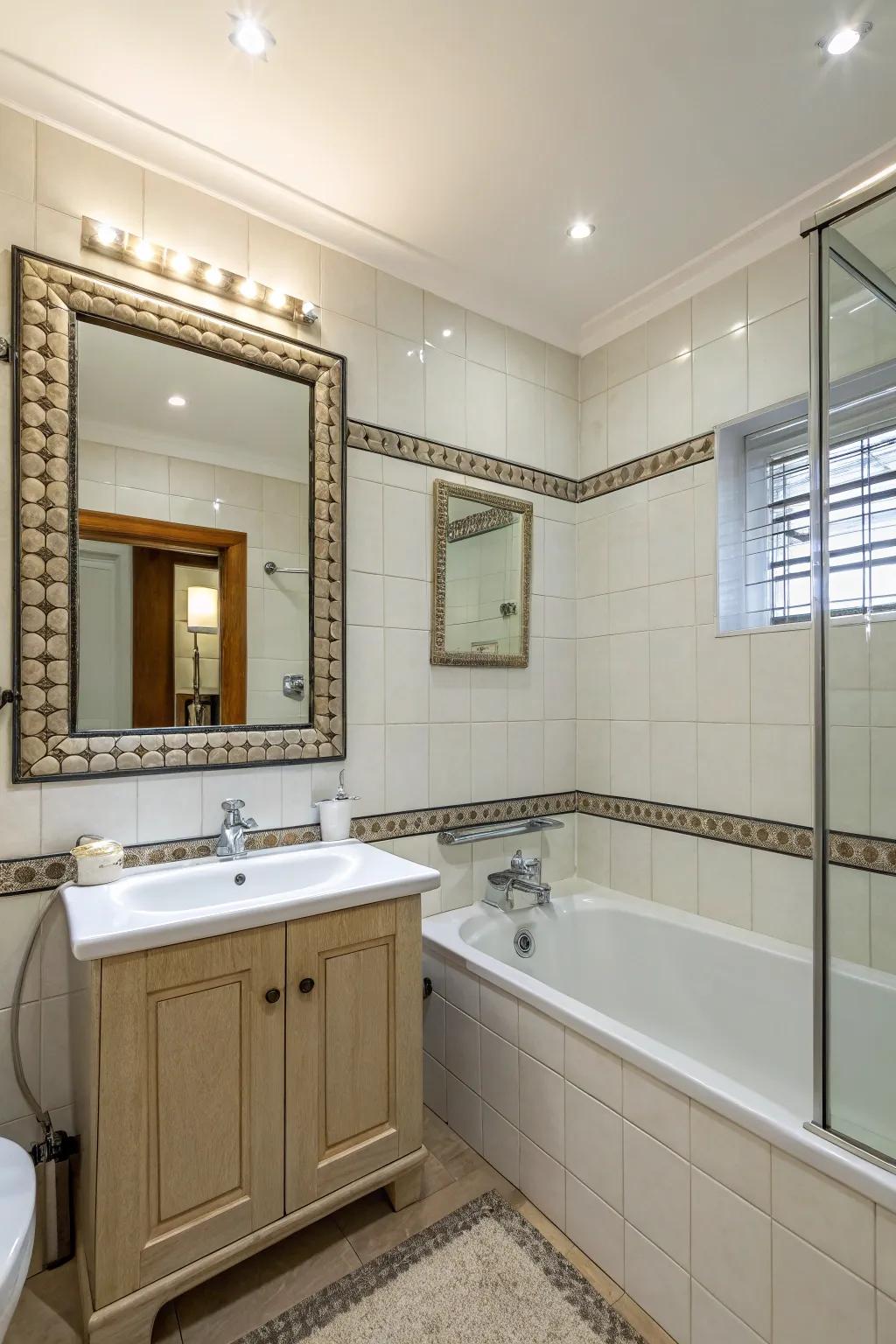 Reflected surfaces broaden visual dimensions and enhance light.