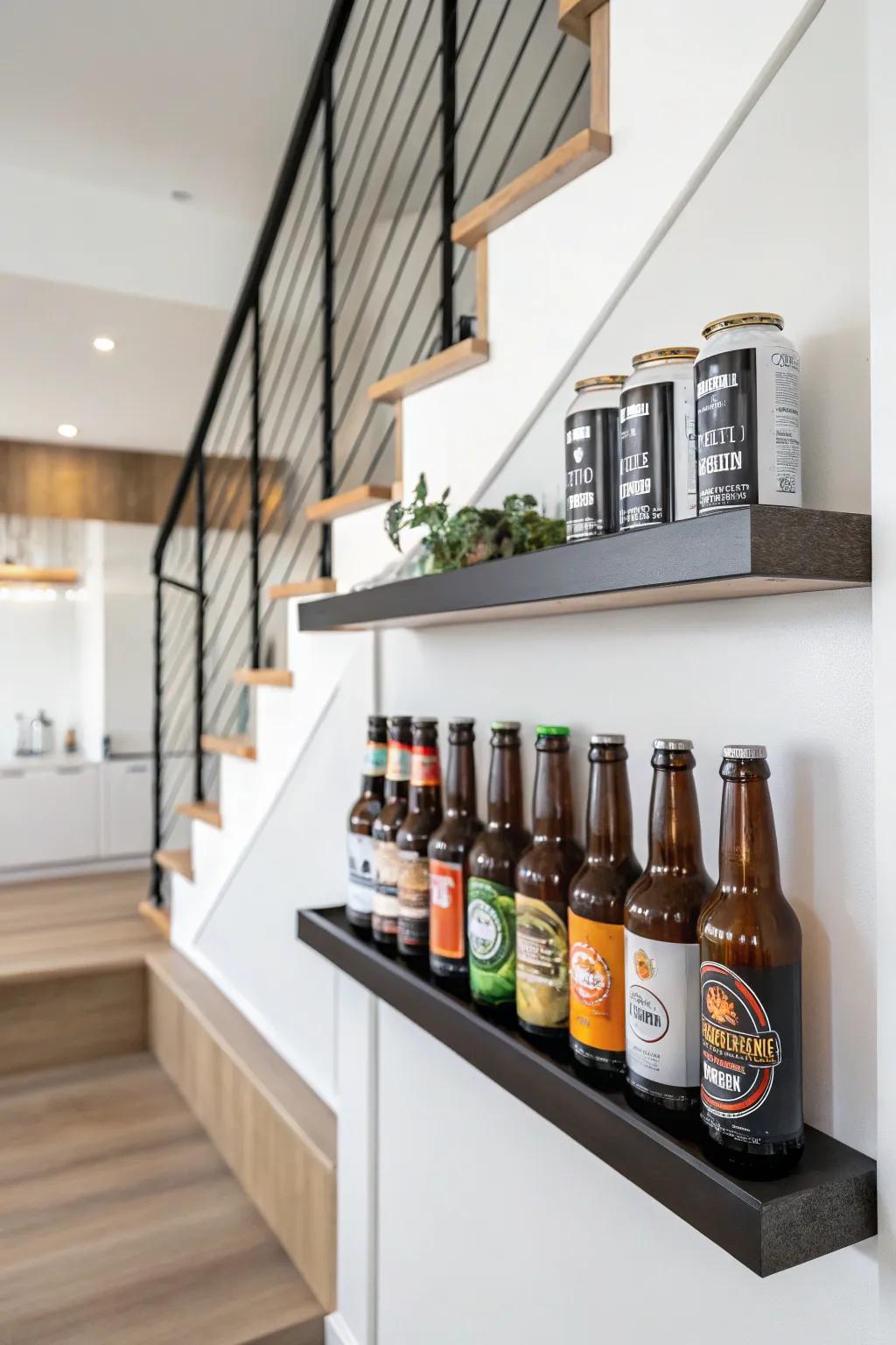 Minimalist suspended shelf presentation for a polished visual.