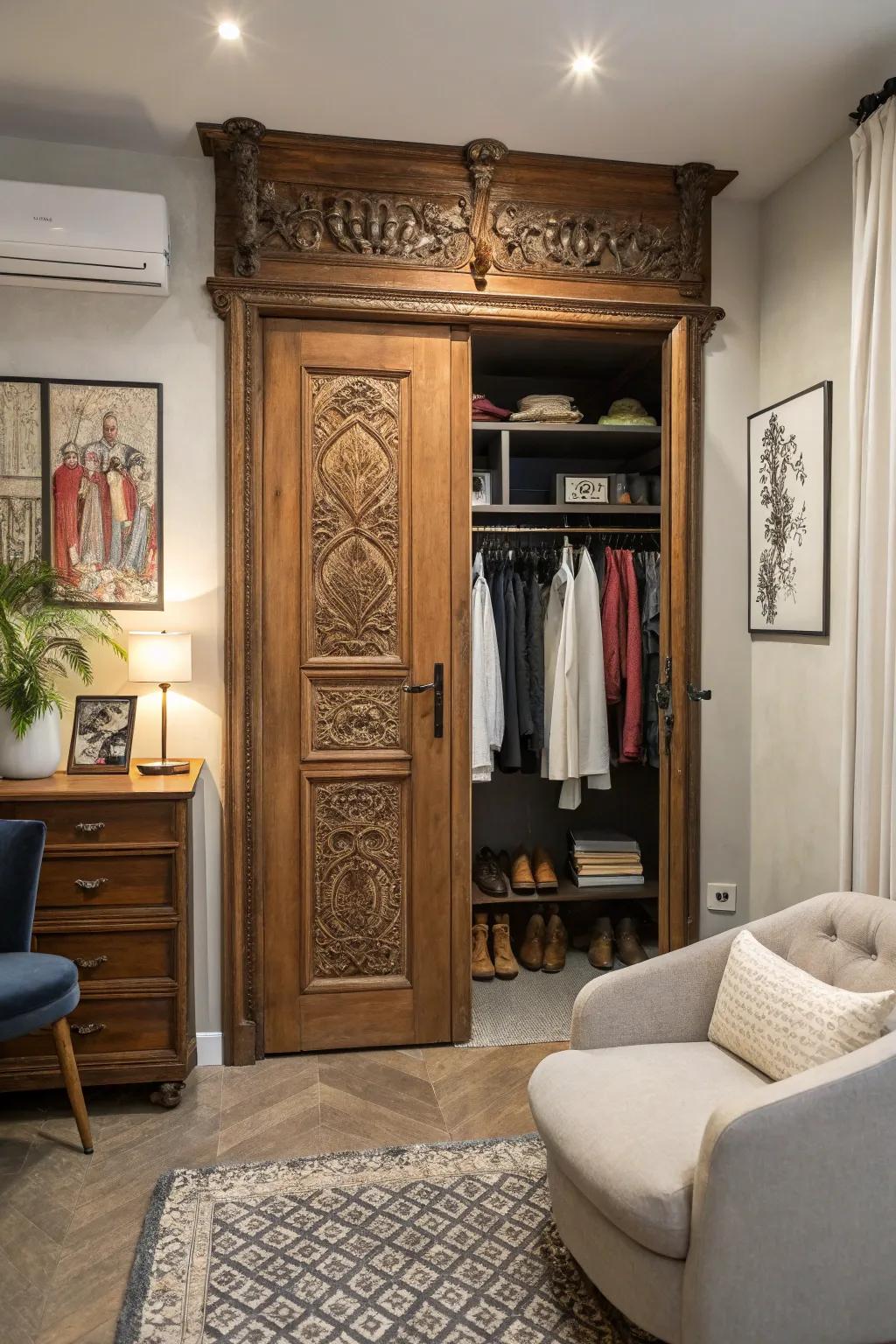 Antique doors bring a sense of timeless elegance.