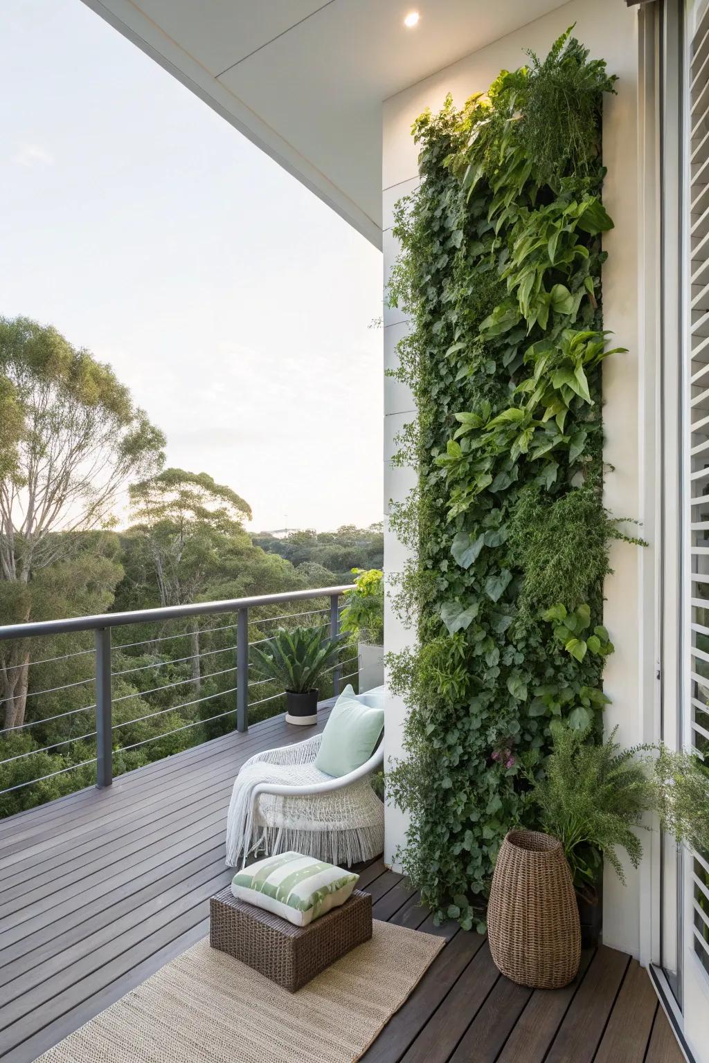 Plant walls maximize greenery and conserve space.