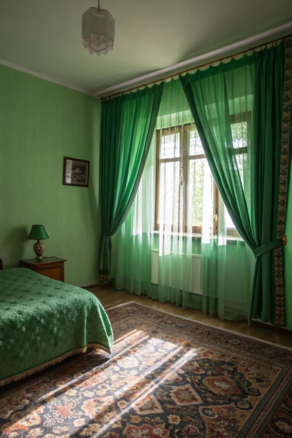 Green weaves subtly incorporate color and texture.