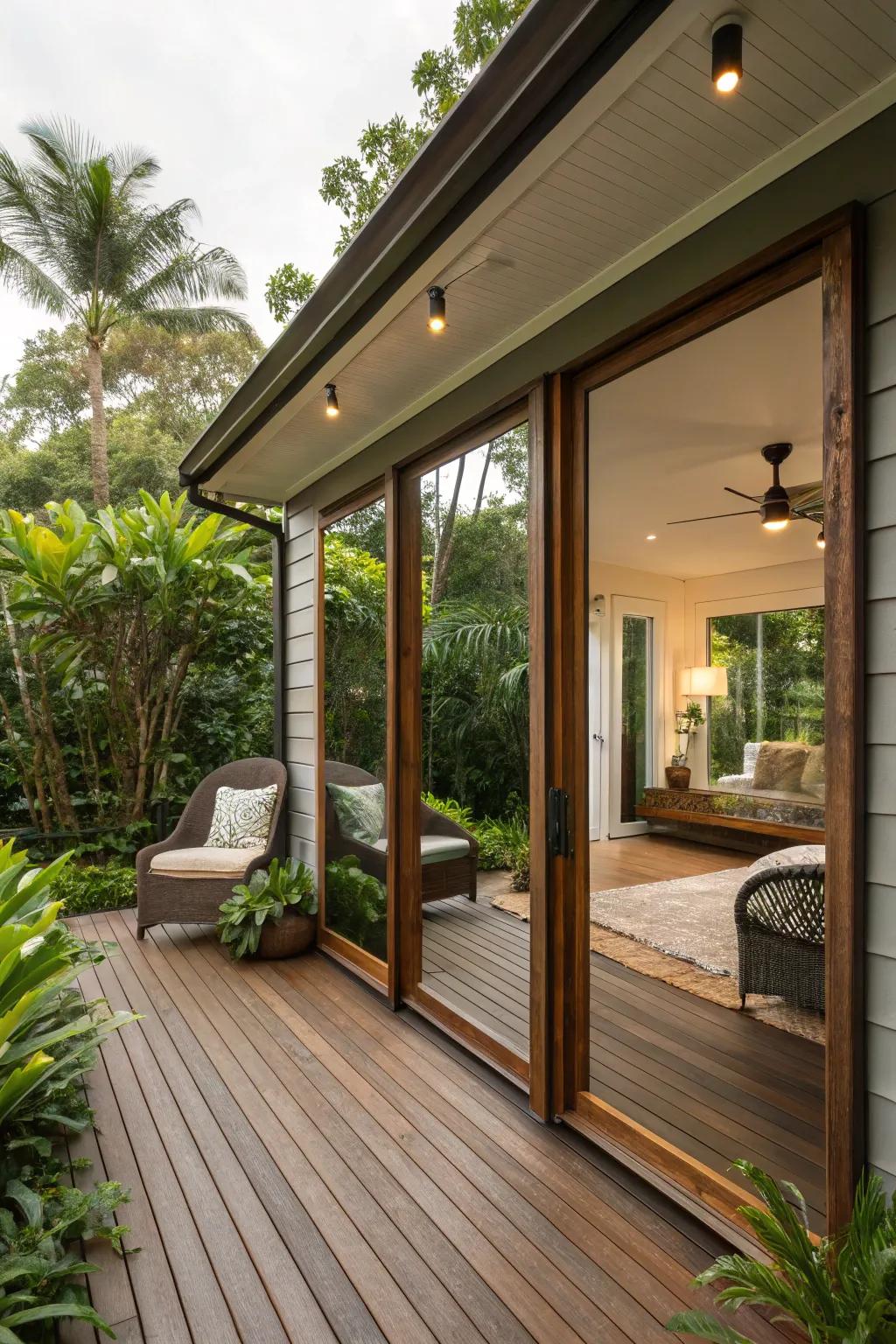 Employ reflective surfaces to expand your lanai and accentuate ambient light.