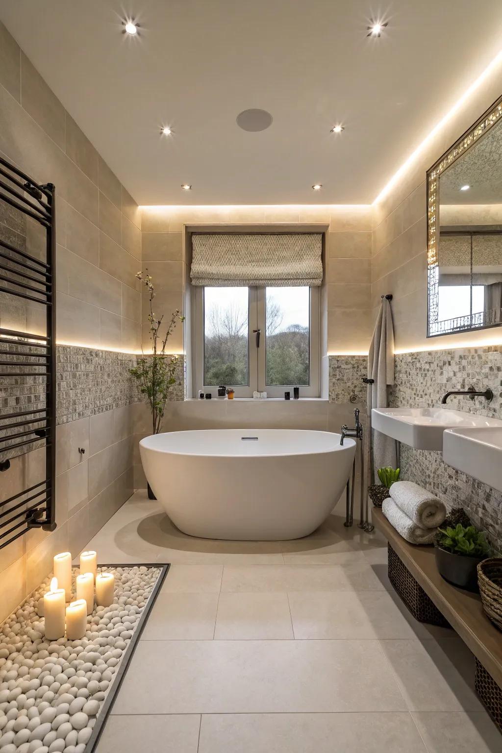 Unattached tubs add elegance and a sculptural element.