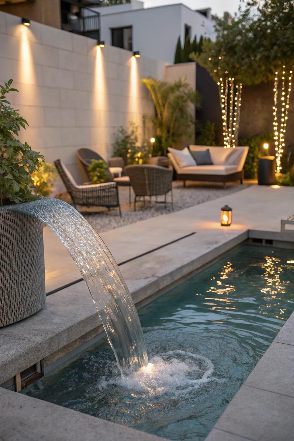 Water components contributing elegance to a modern pool.