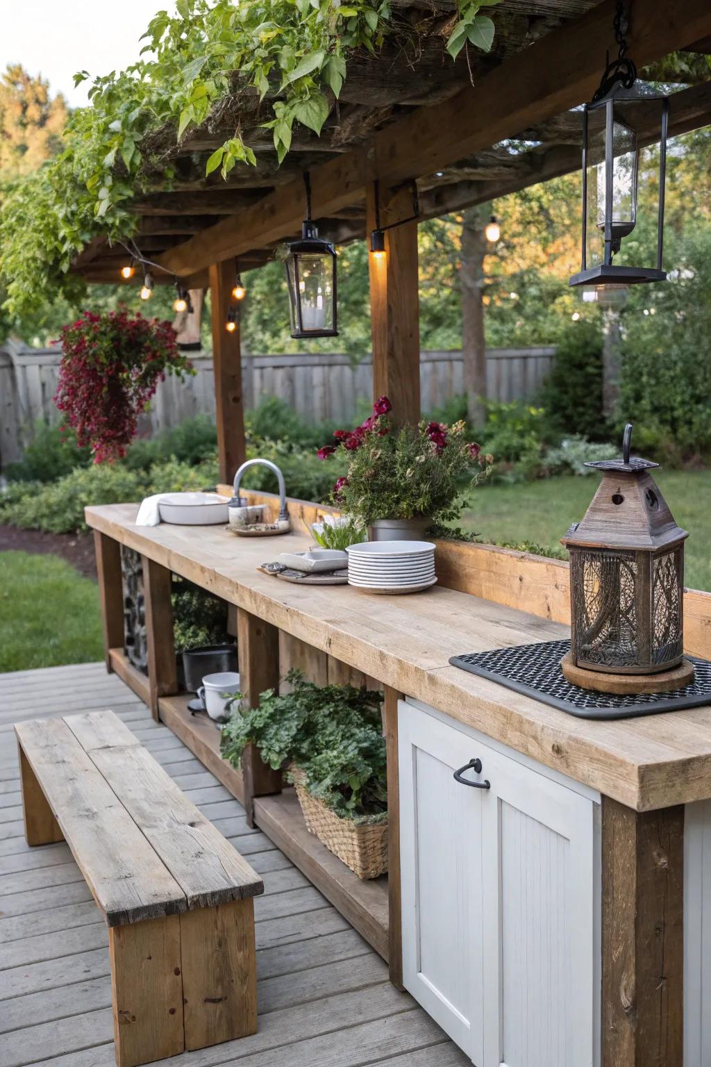 Do-It-Yourself with upcycled resources for a distinct, eco-conscious culinary space.