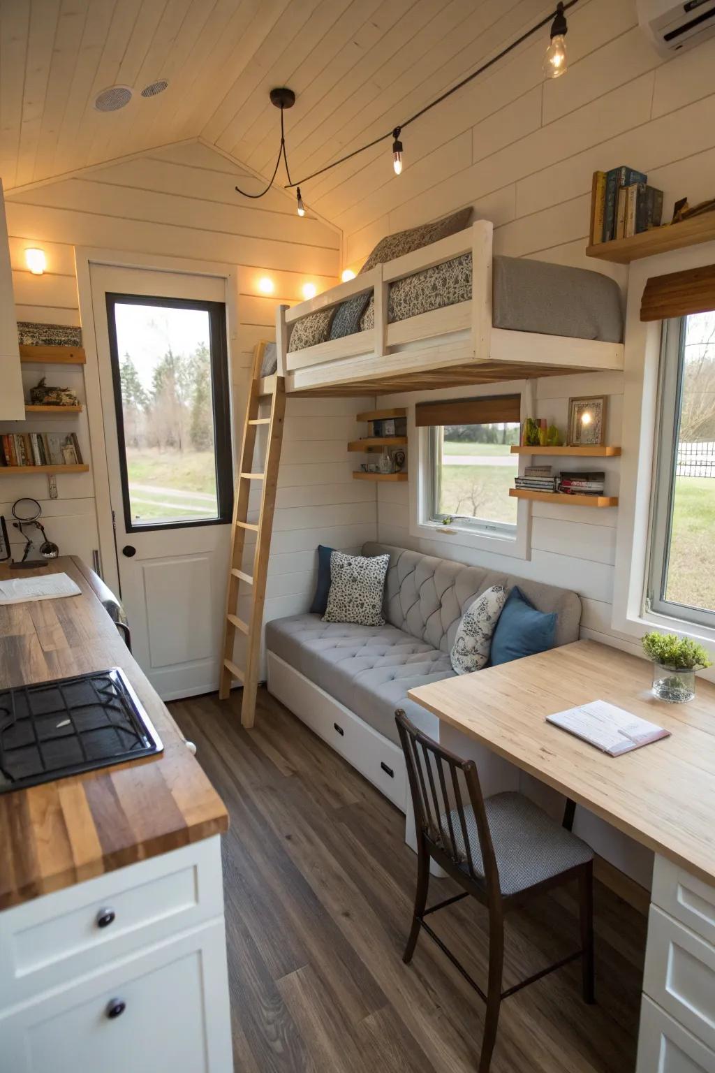Multi-purpose furniture is essential for flexible and efficient tiny living.