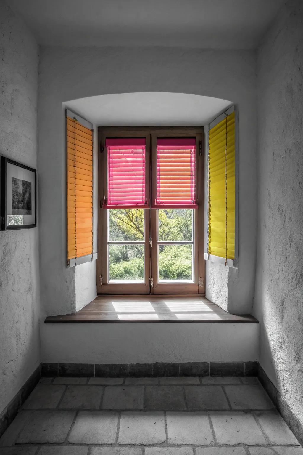 Contrasting window solutions render compact windows conspicuous.