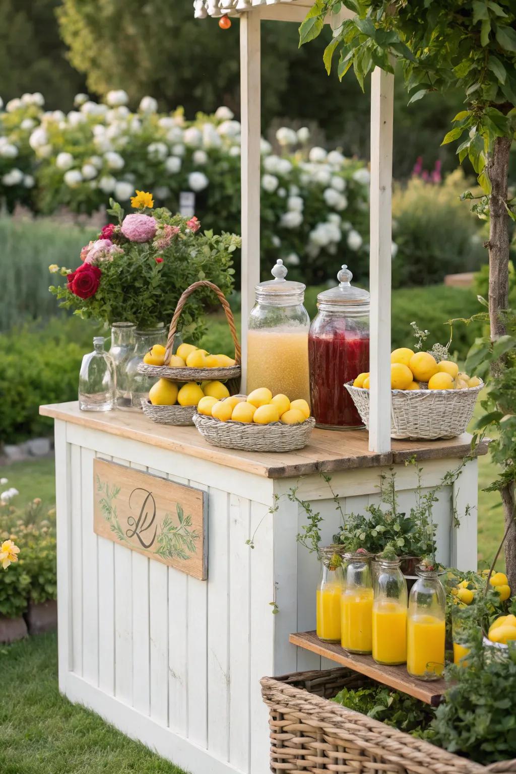A handcrafted lemonade bar offers a revitalizing twist to your tea gathering.