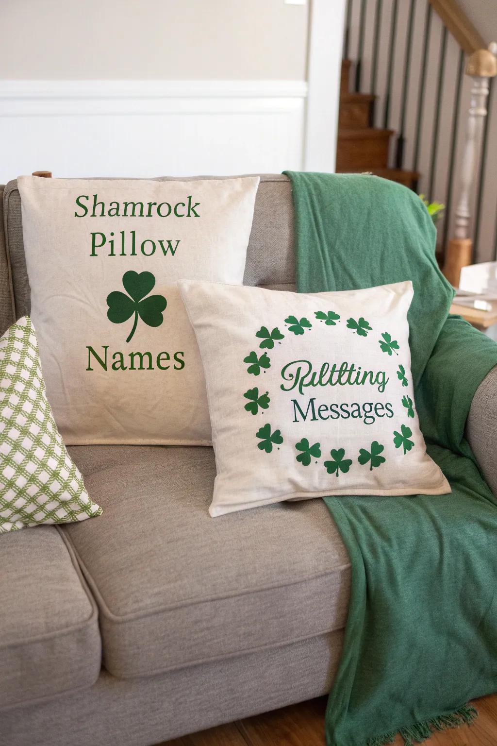 Incorporate a personal stamp with bespoke shamrock cushions.