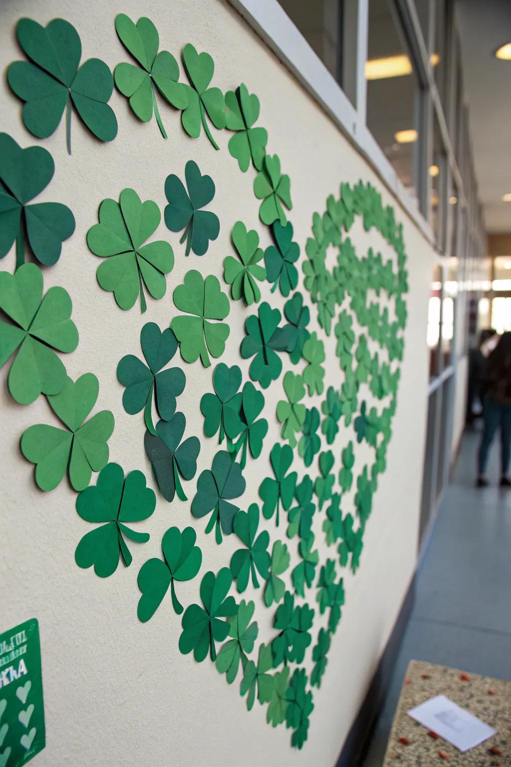 Render a statement through a shamrock collage presentation.