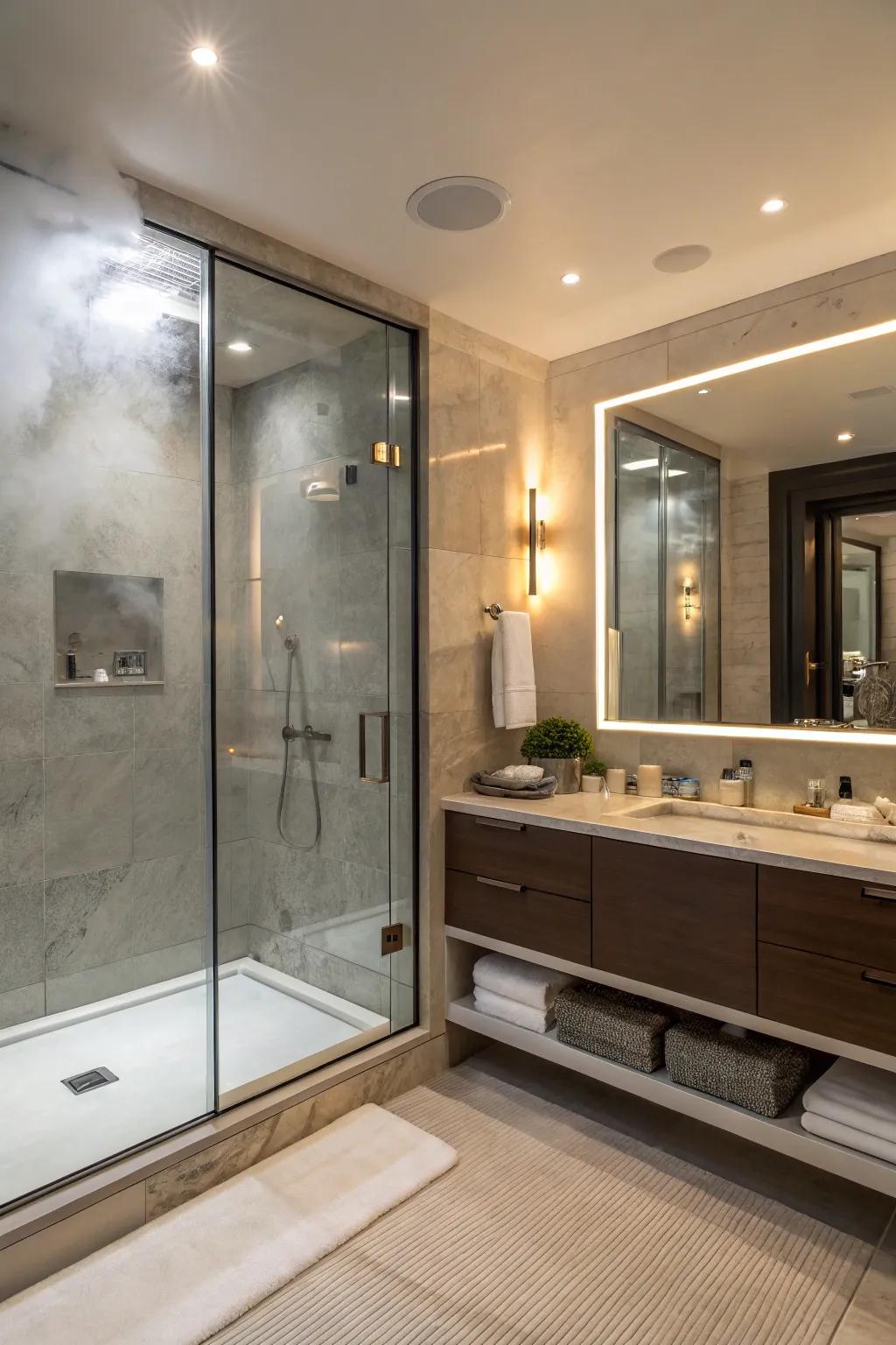 Clarity mirrors maintain impeccable visibility in steamy environments.