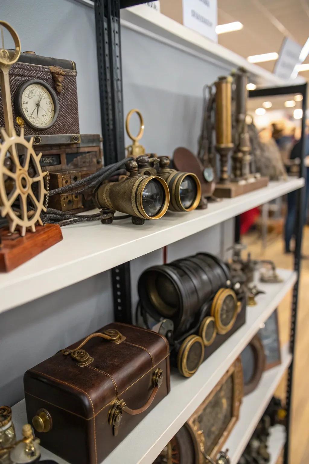 Steampunk contraptions introduce whimsy and intrigue into your decoration.