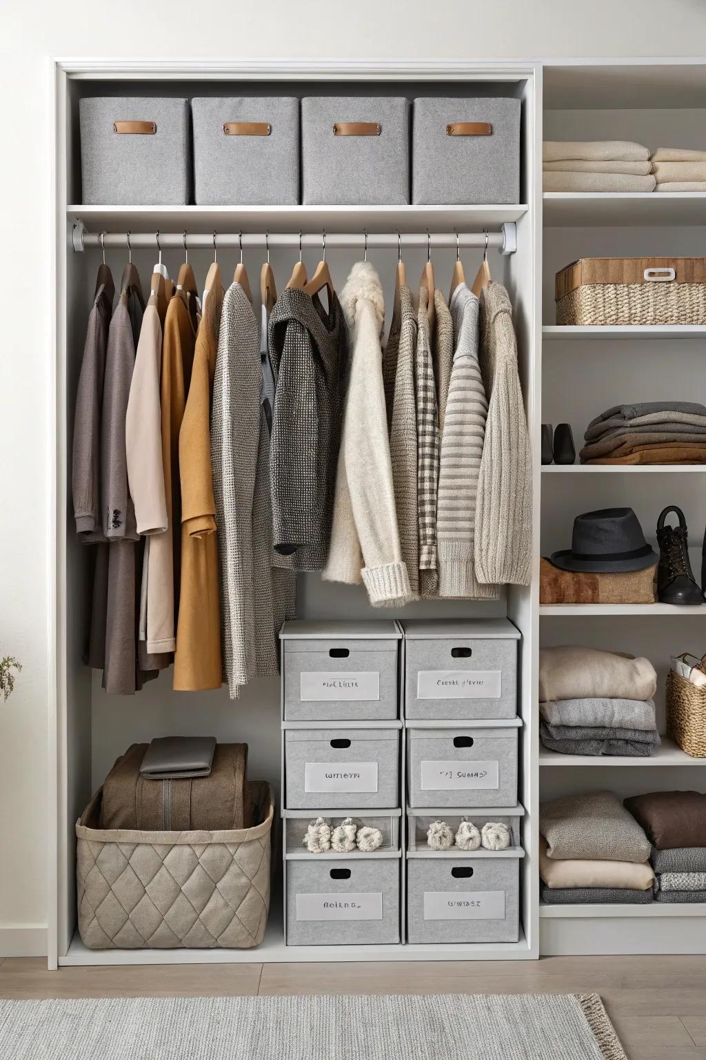 Modular bins for a perfectly organized closet.