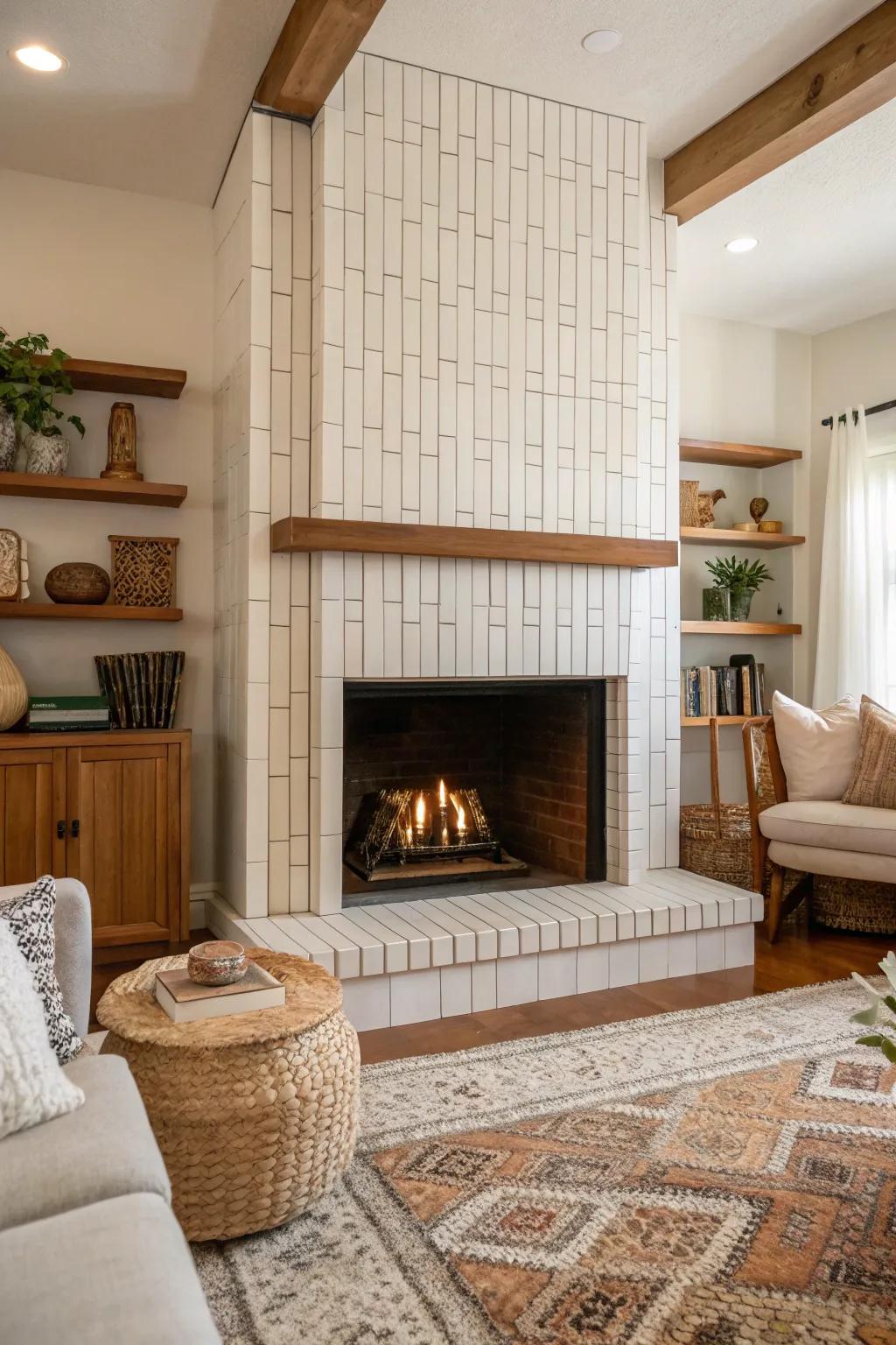 Vertical stacking of rectangle tiles adds height and elegance.