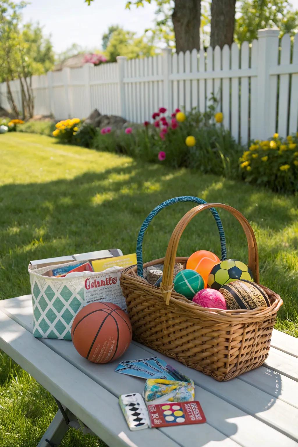 Promote open-air play with a recreation set in the Easter basket.