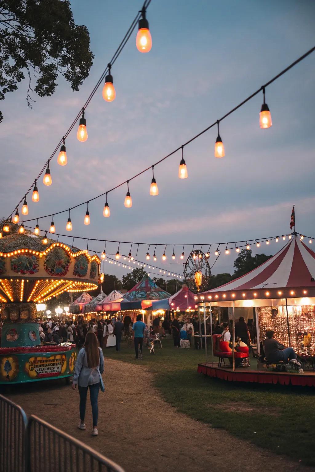 Illumination cultivates an enchanting carnival atmosphere.