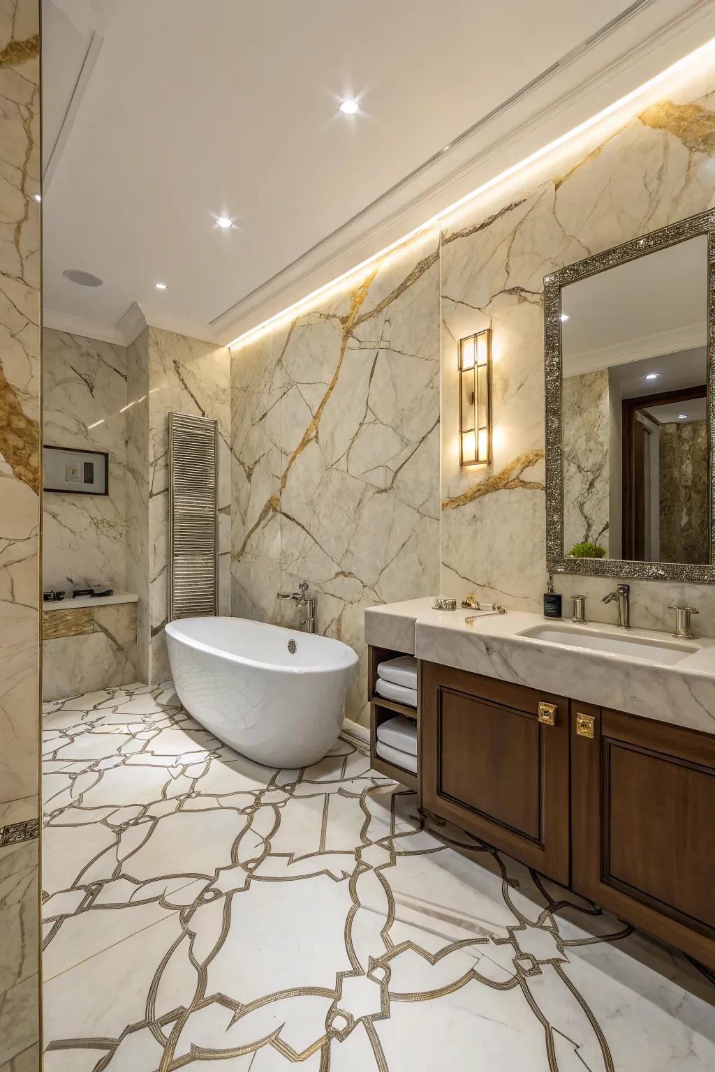Elevate your space through the opulence of marble tiles.