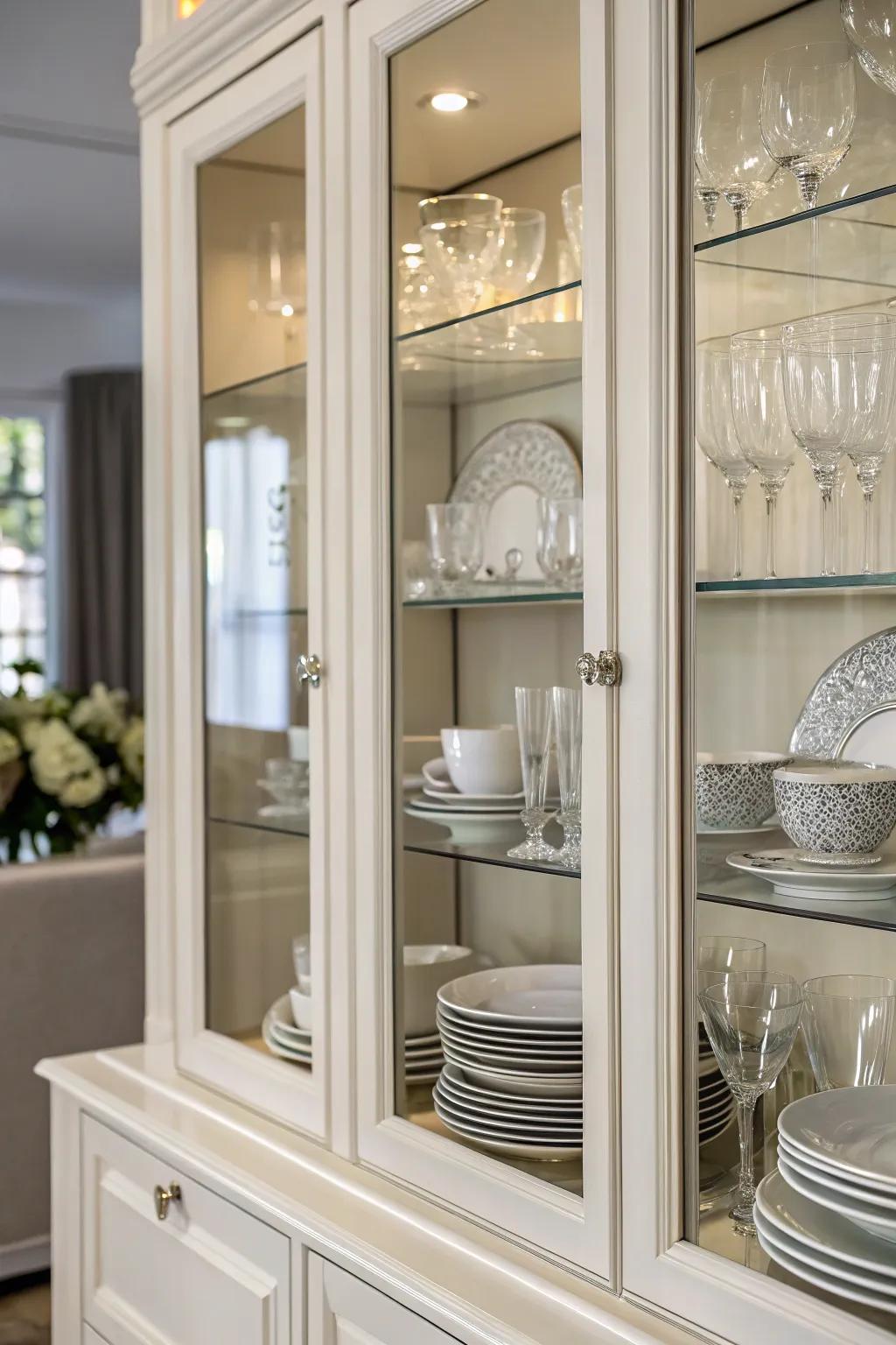 Glass panels add a sophisticated touch to your kitchen.