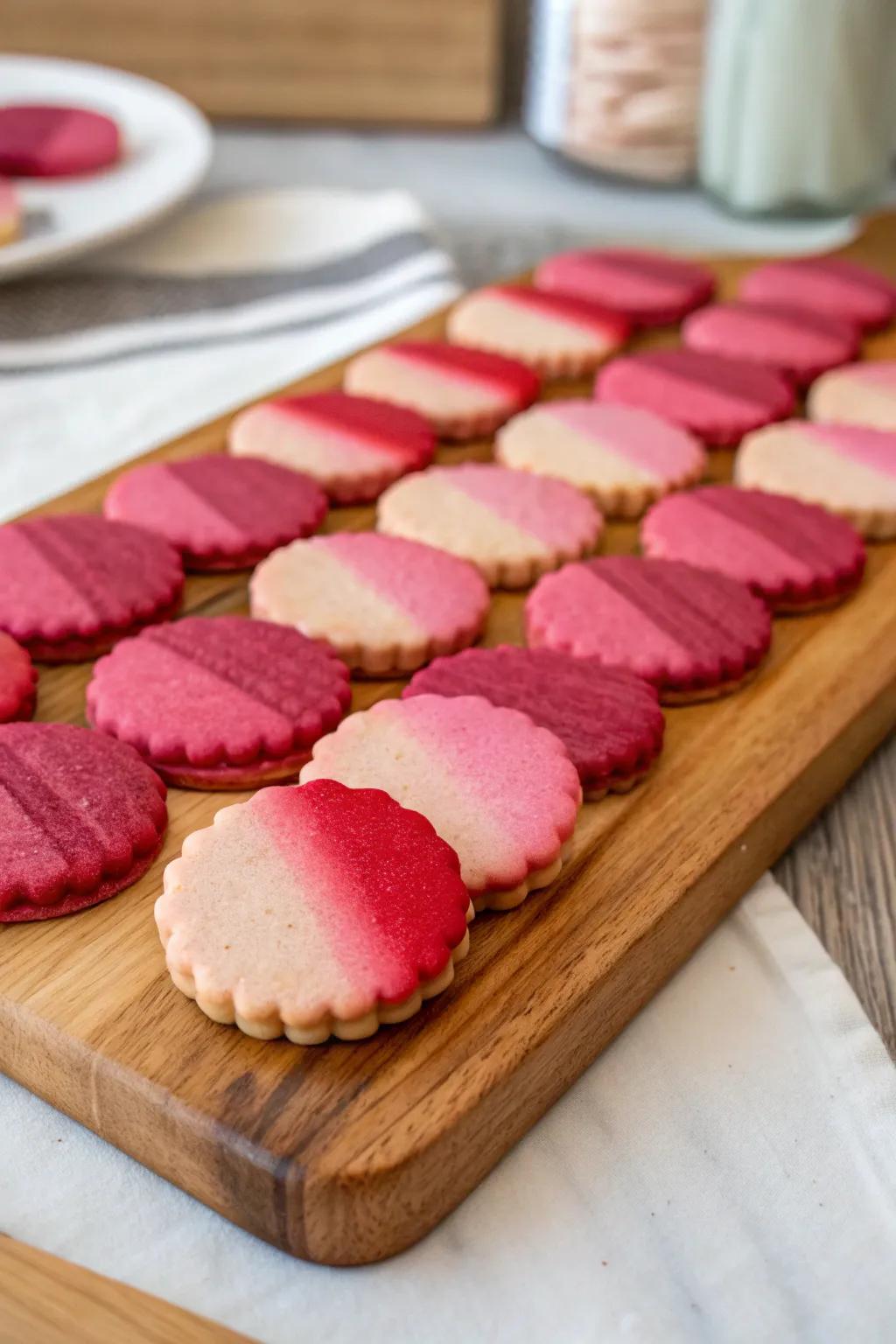 Ombre cookies exuding a chic gradient aesthetic.
