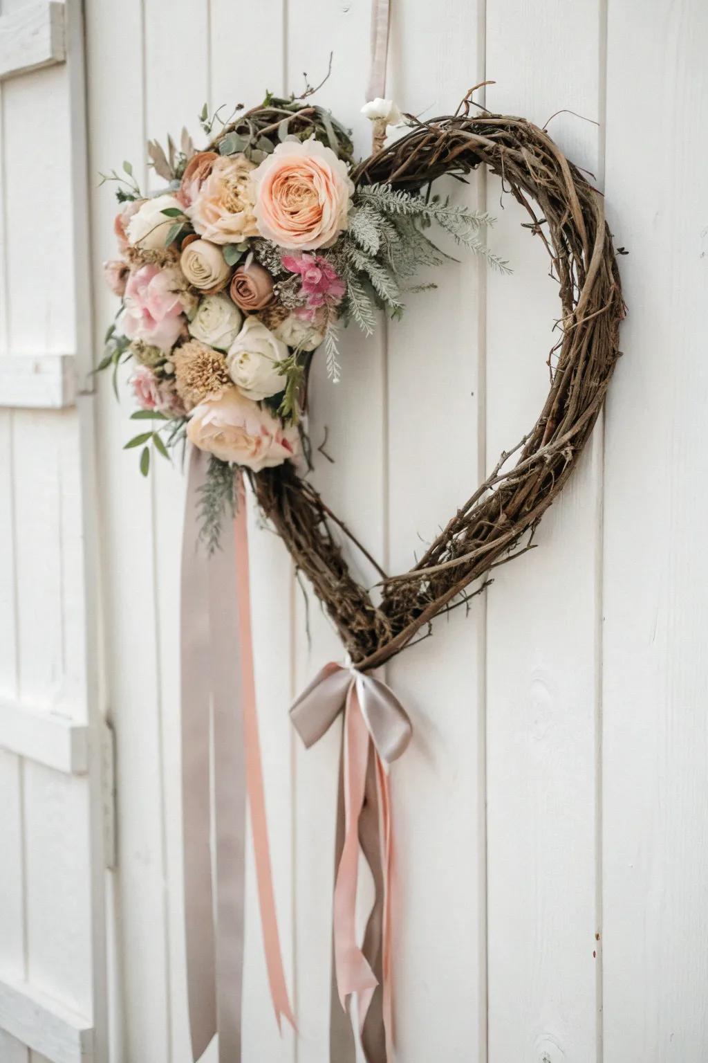 Embrace the whimsy of Valentine's Day with a handcrafted heart wreath, where simplicity meets natural beauty.