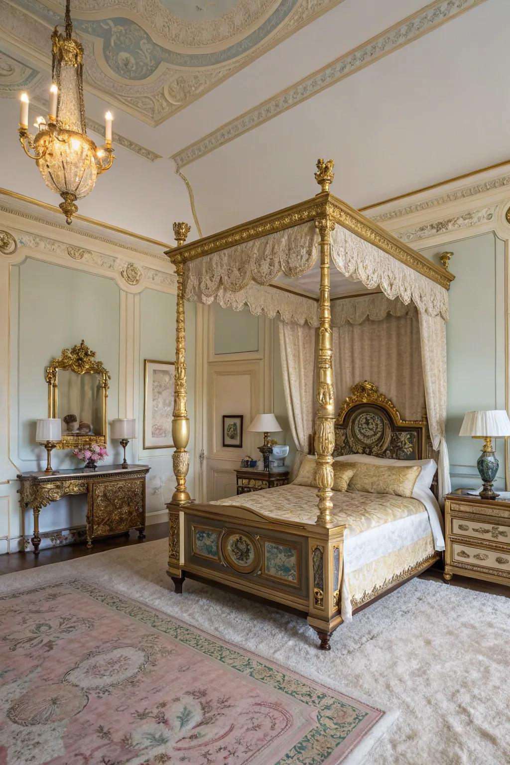 Gilded accents introduce a majestic nuance to Victorian decor.