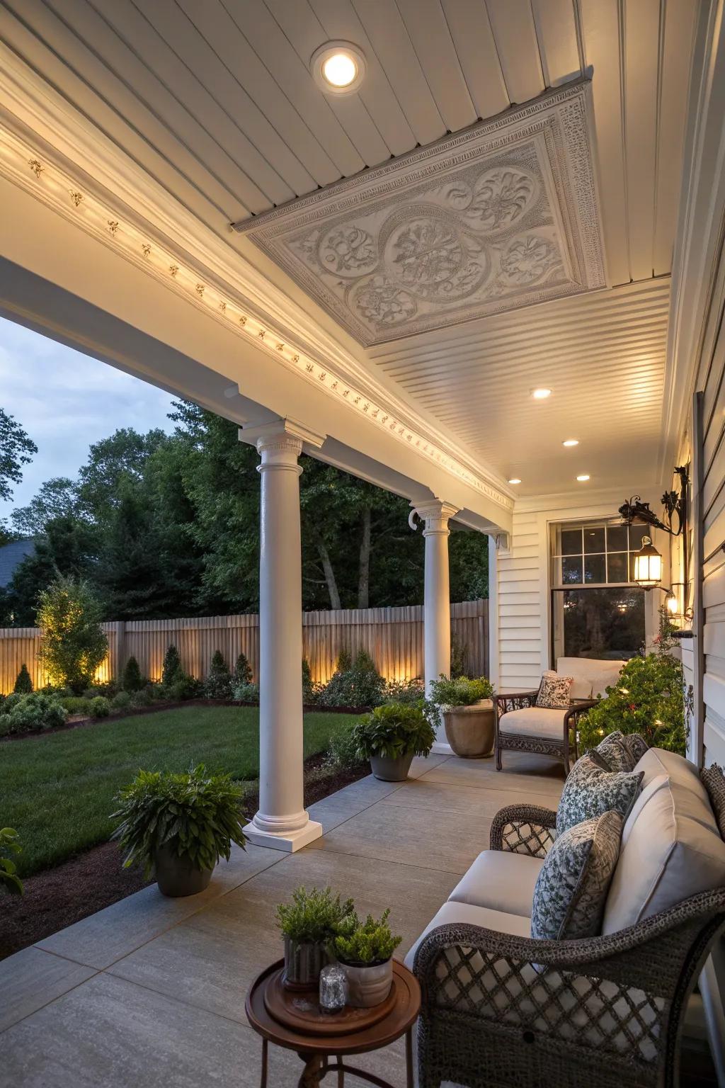 Ornamental molding on vinyl ceilings introduces elegance and sophistication.