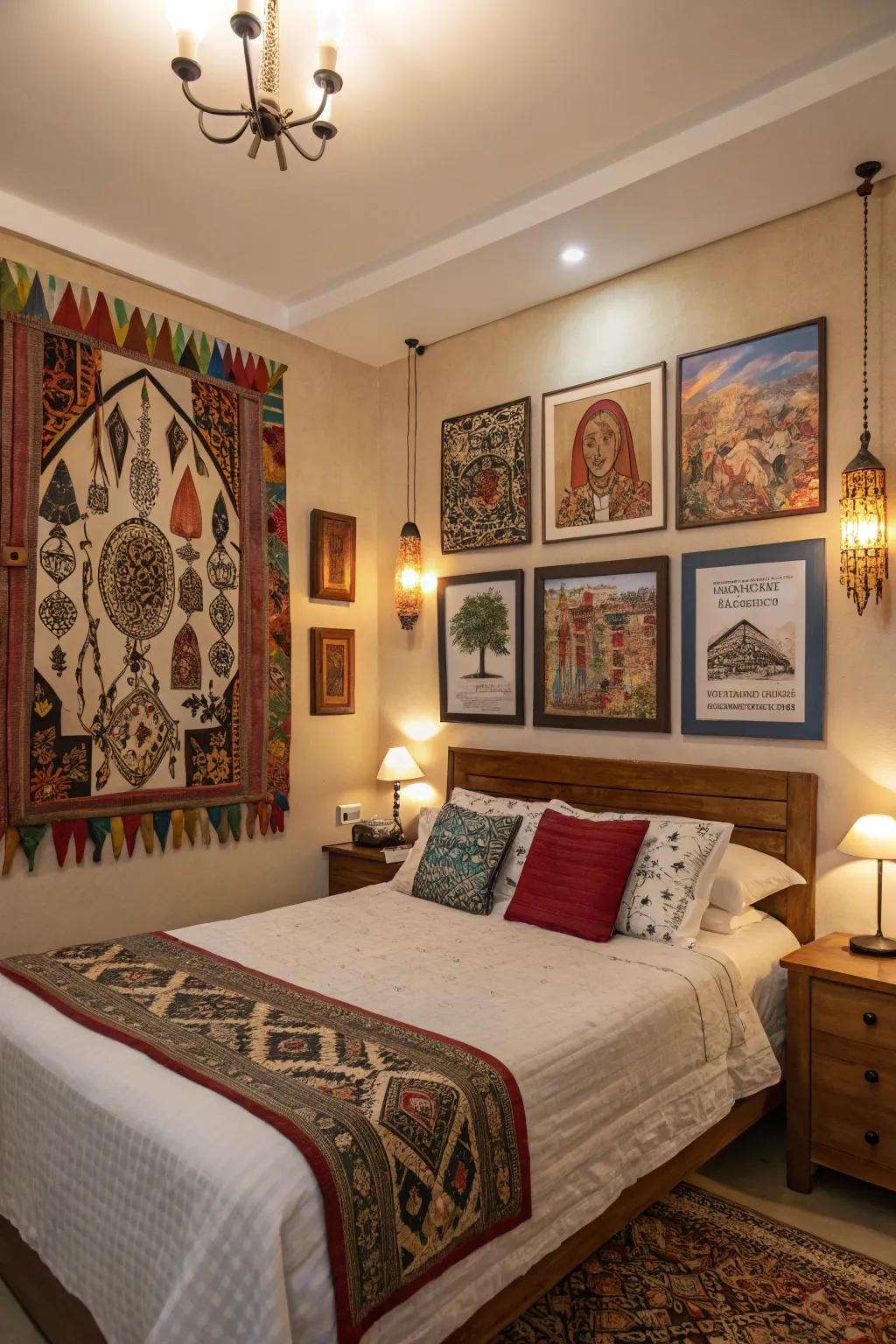 Themed art pieces bring personal stories into your bedroom.