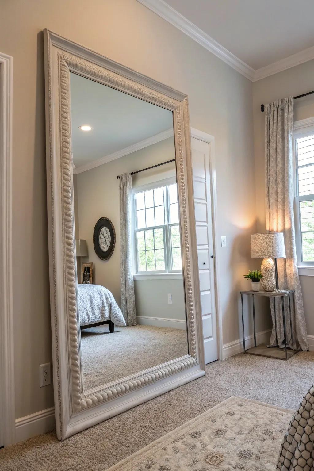 An oversized reflector introduces light and a hint of glamour.