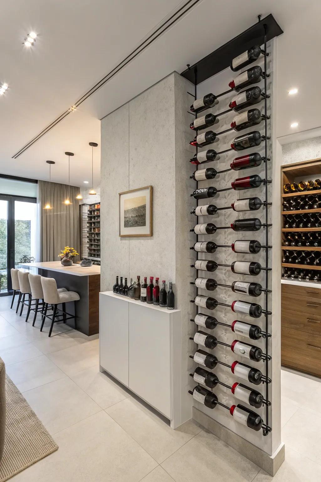 Floating racks conjure a whimsical illusion.