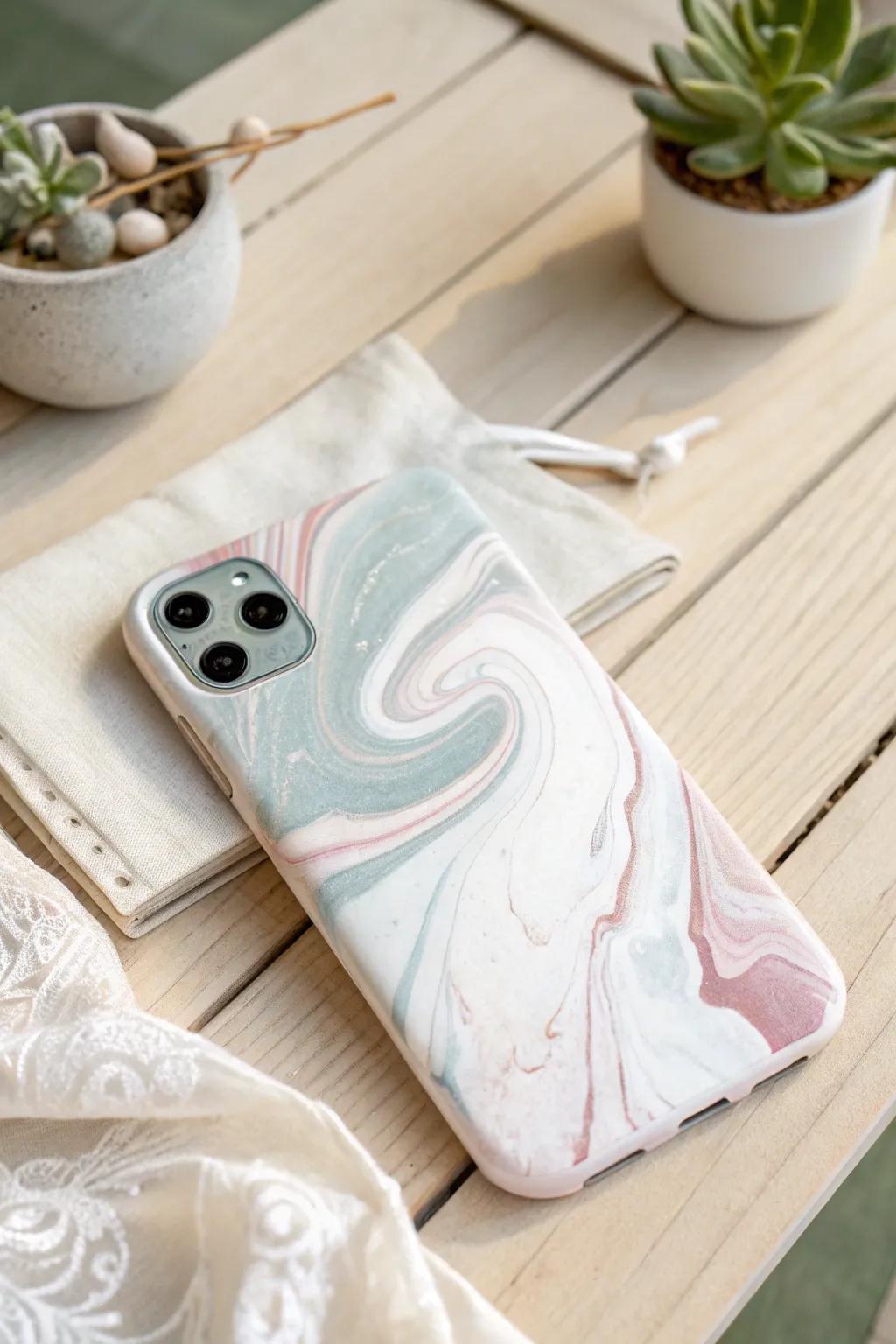 Transfigure your mobile device into an objet d'art, leveraging this resplendent marbled enclosure—where Scandinavian elegance converges with Boho sophistication.