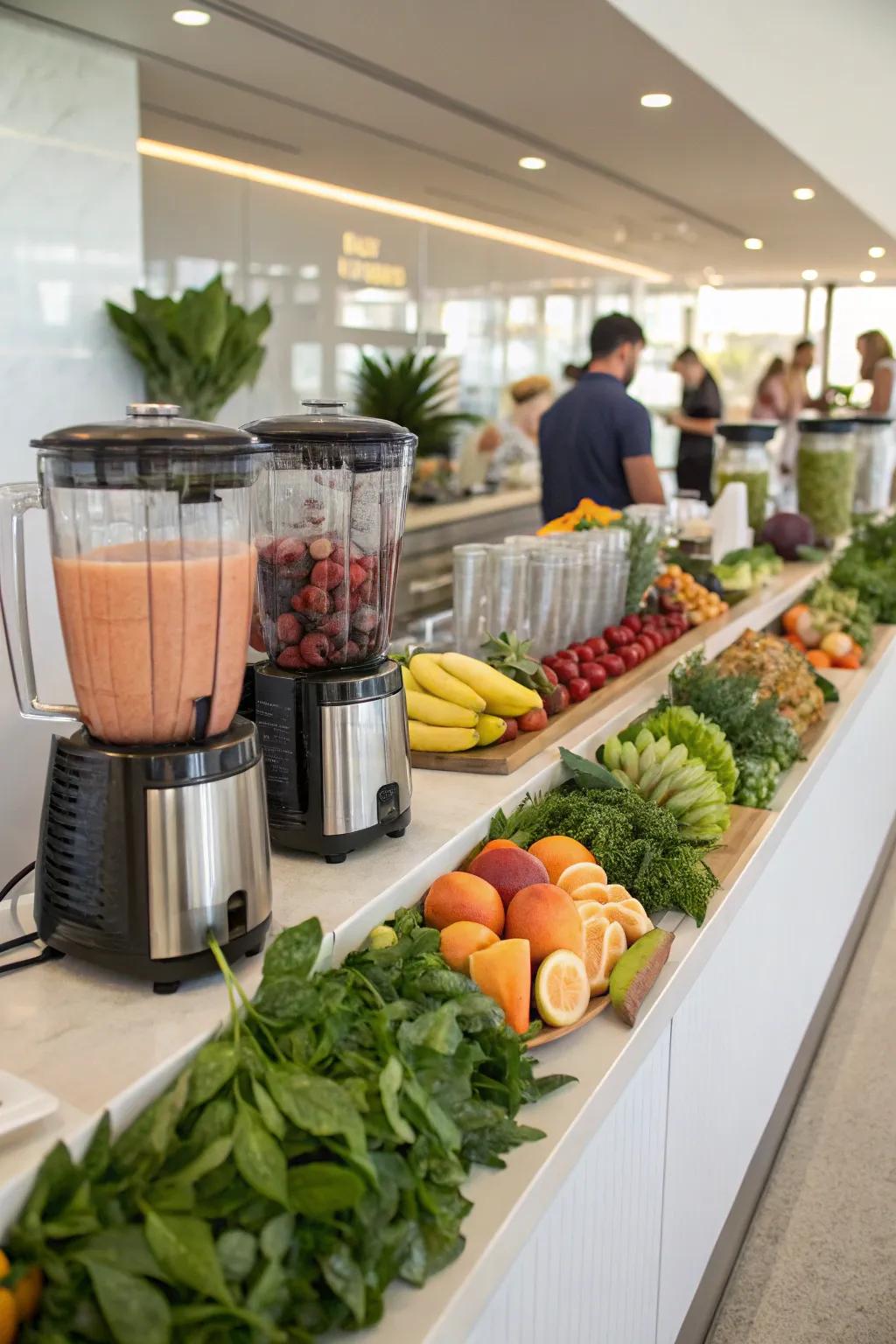 A vibrant beverage mixing point presenting fresh components for individualized preparations.