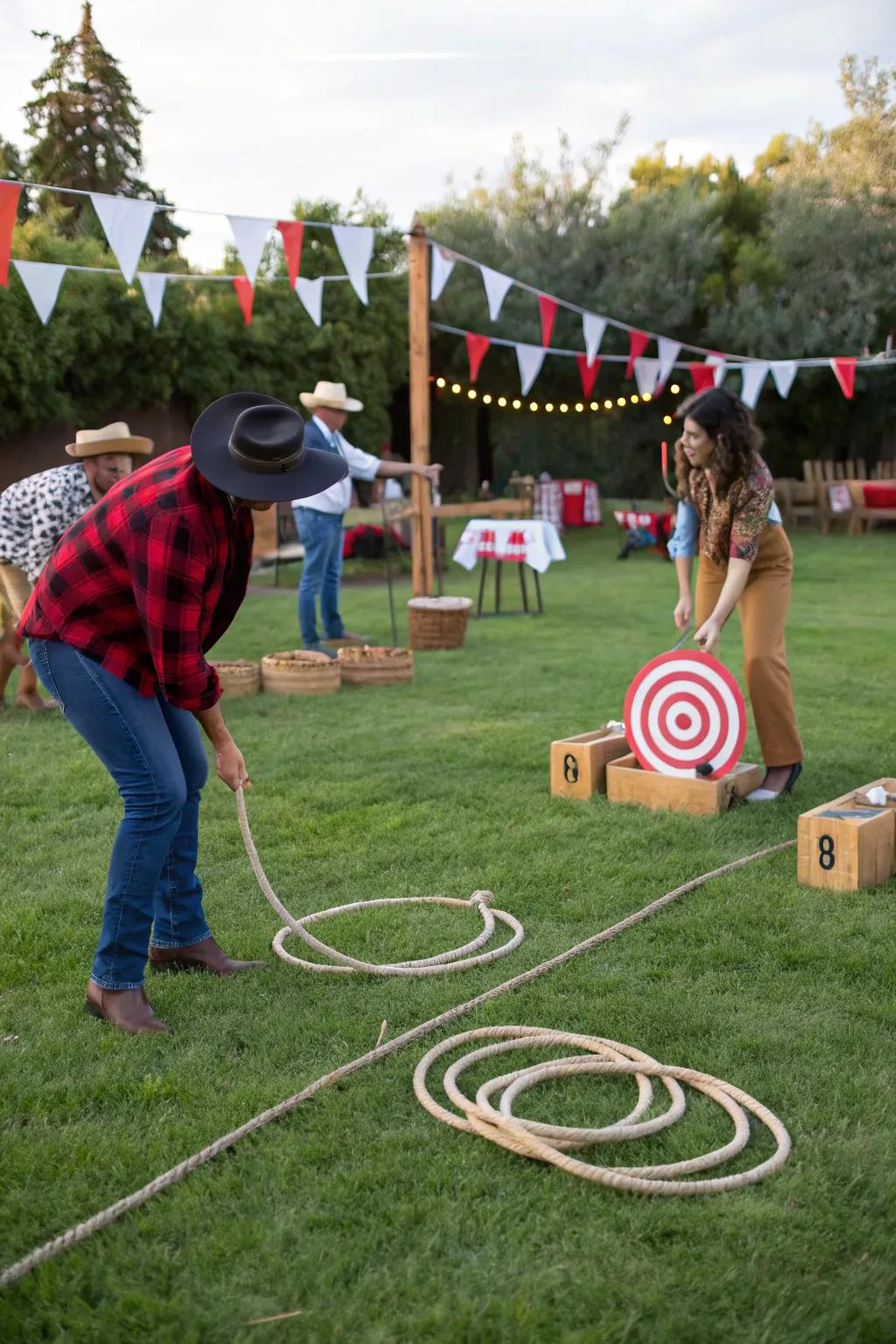 A bespoke loop tossing game serves as an interactive pursuit for all attendees.