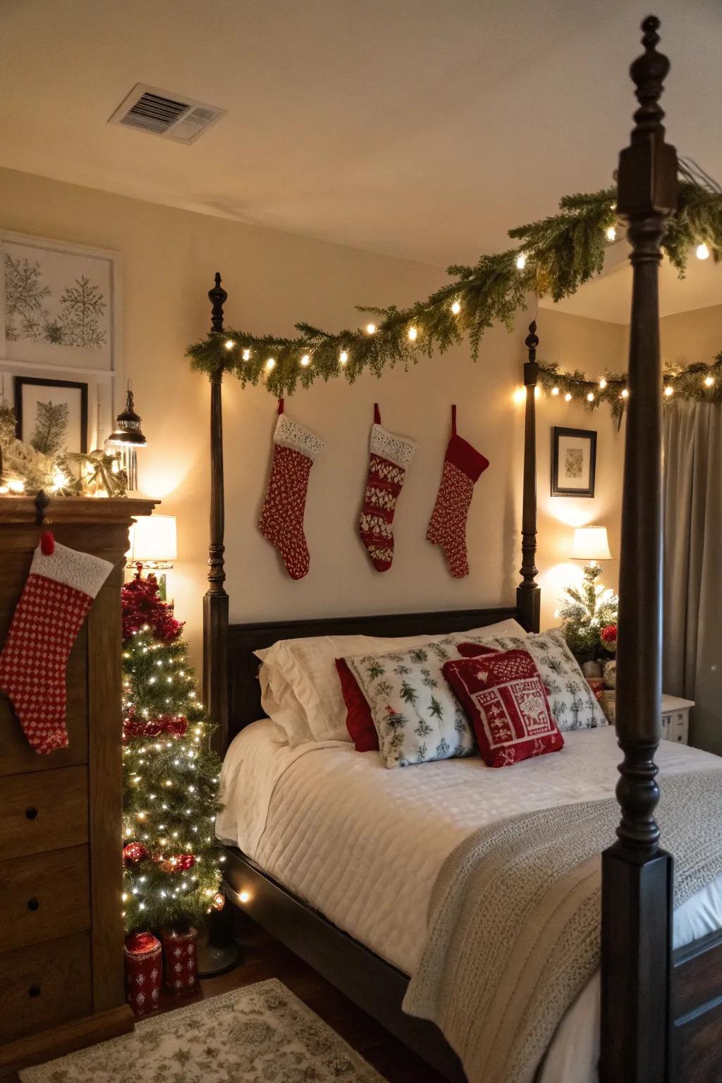 Bed posts can bring holiday cheer to your personal space.