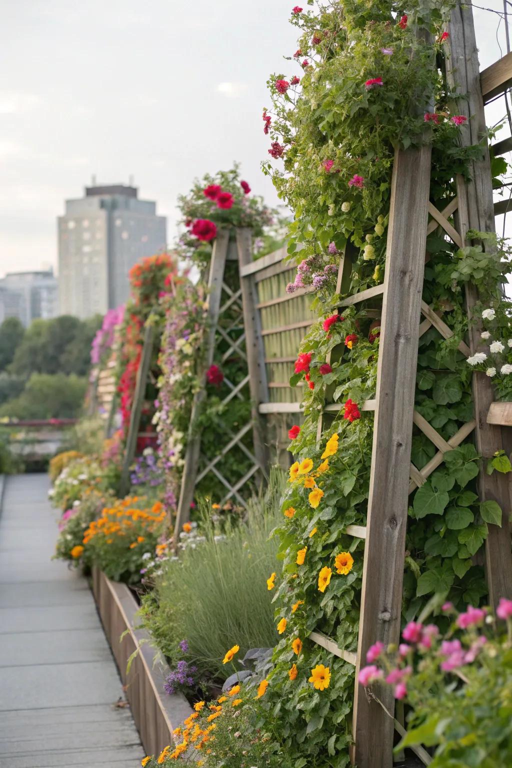Elevated wildflower gardens adding elevation and depth.