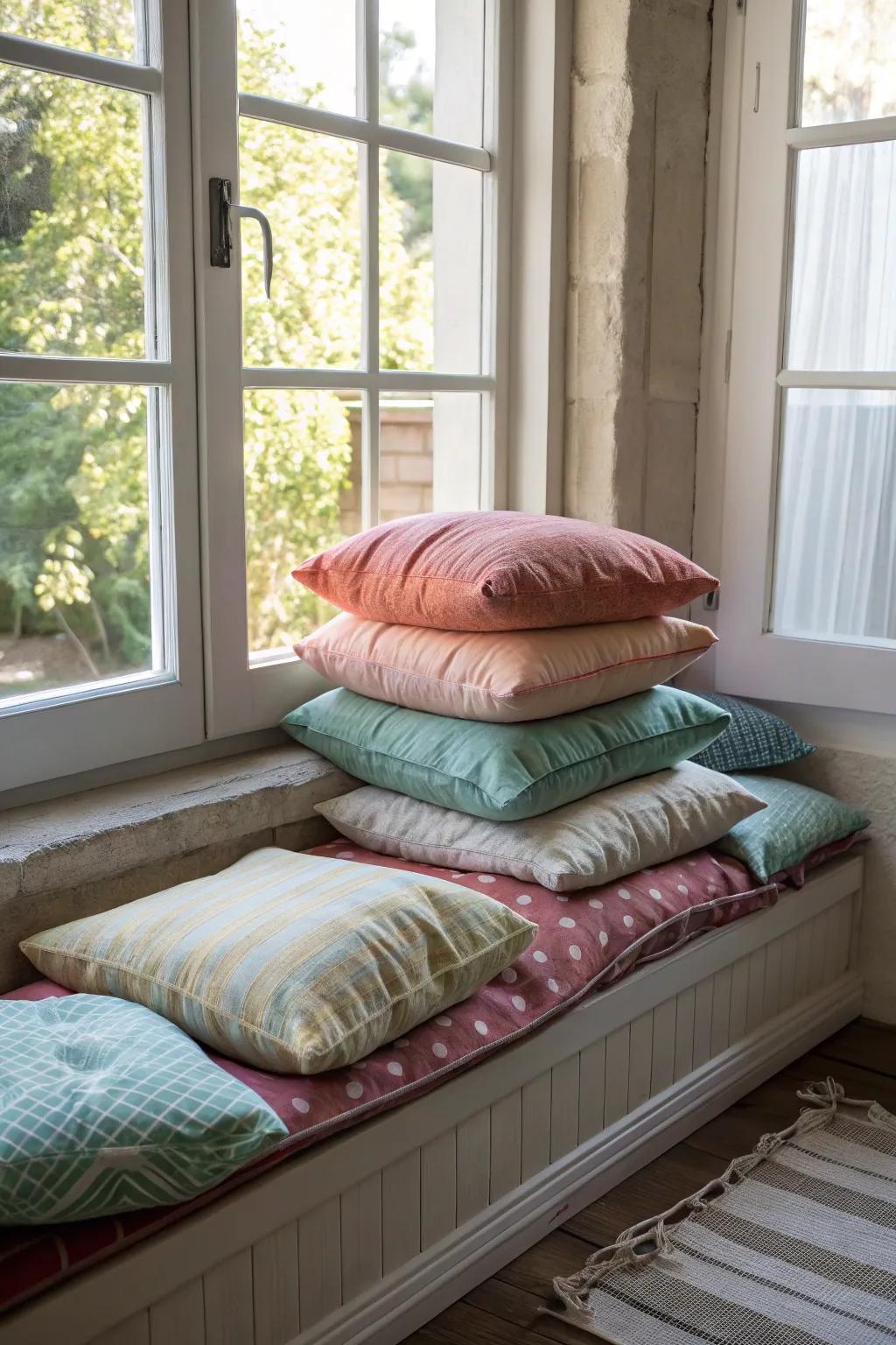 A transportable and budget-conscious window seat that's stacked with floor beds.