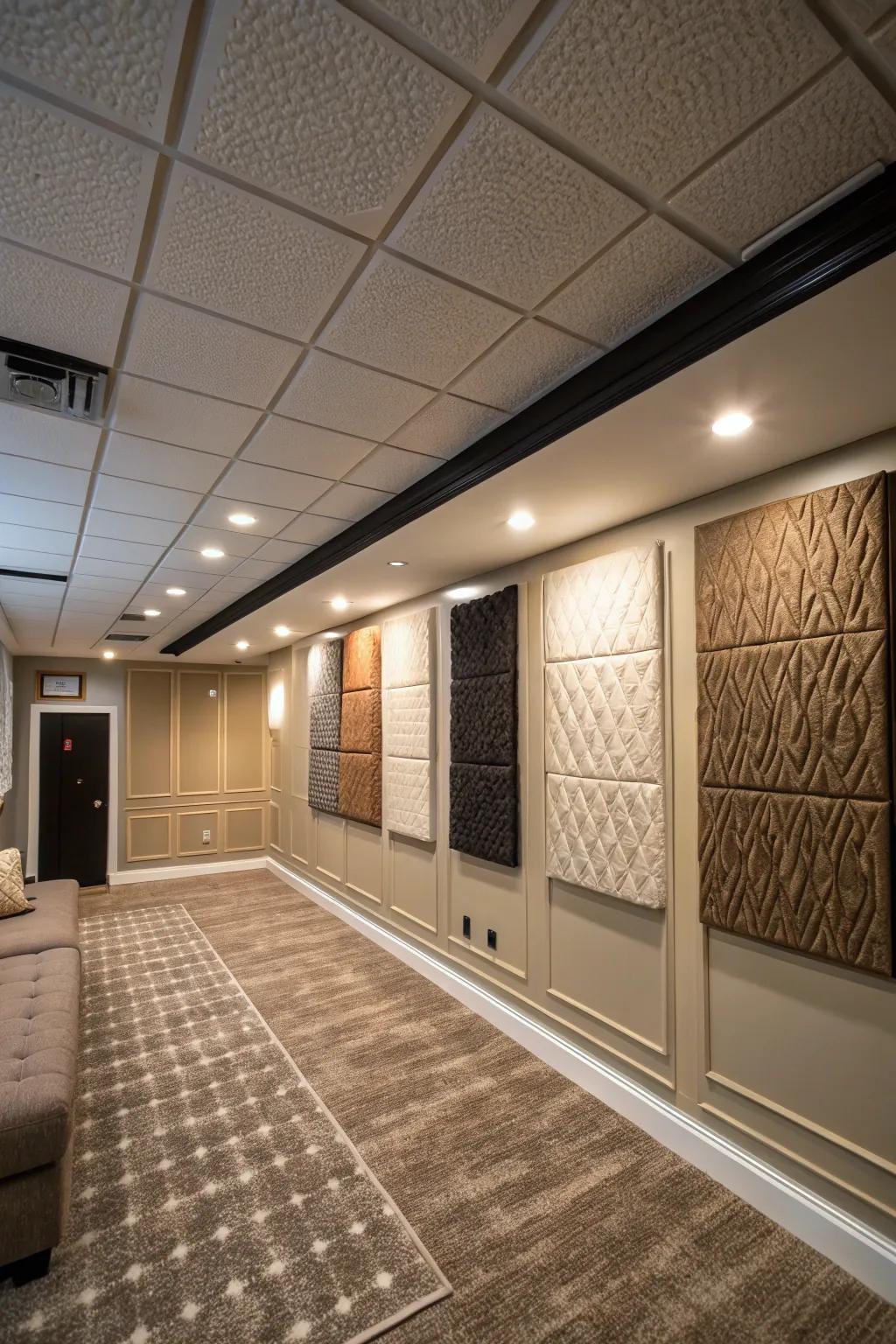Acoustic boards improve sound and add decorative flair.