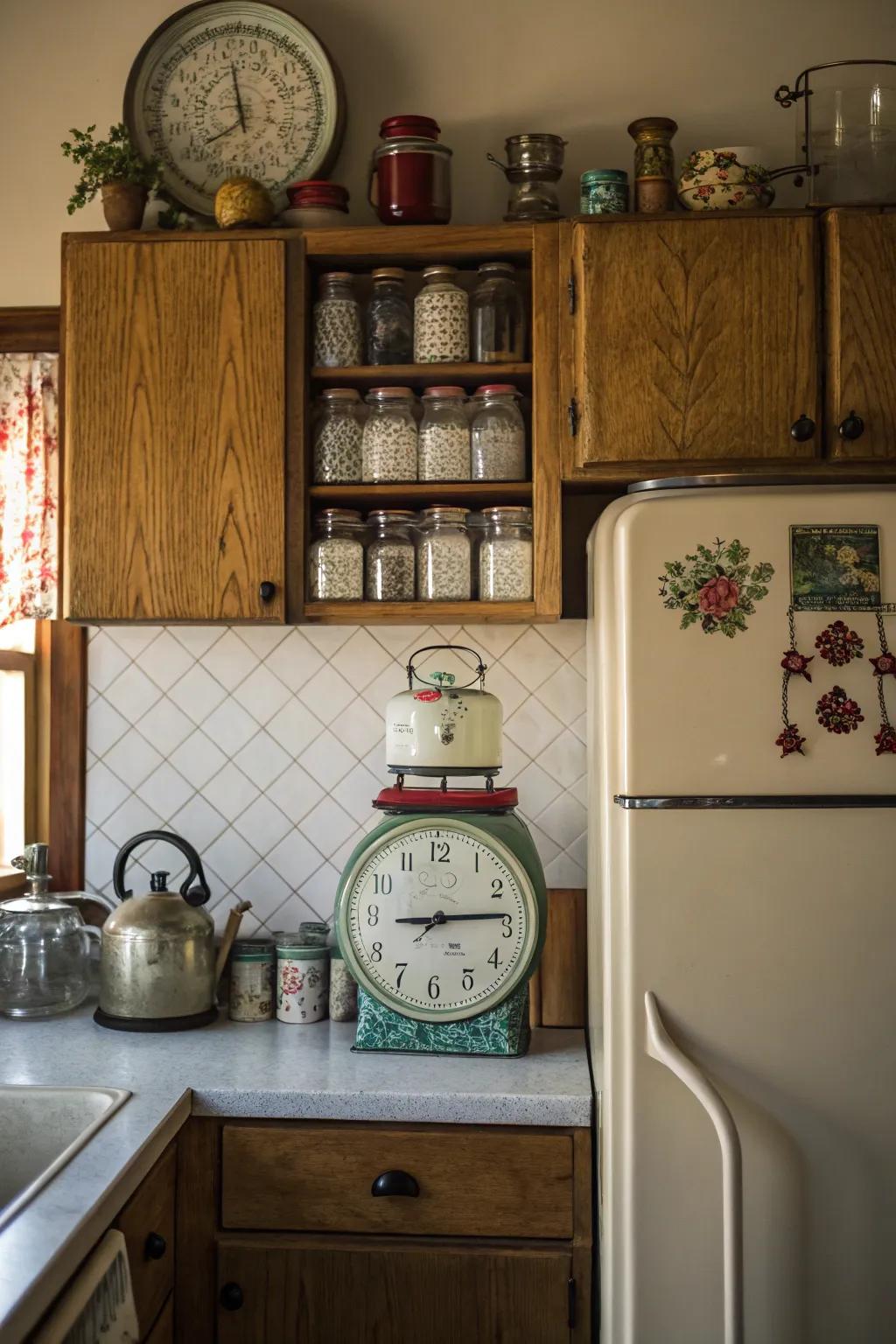 Showcase collectibles above the fridge for a personalized touch.