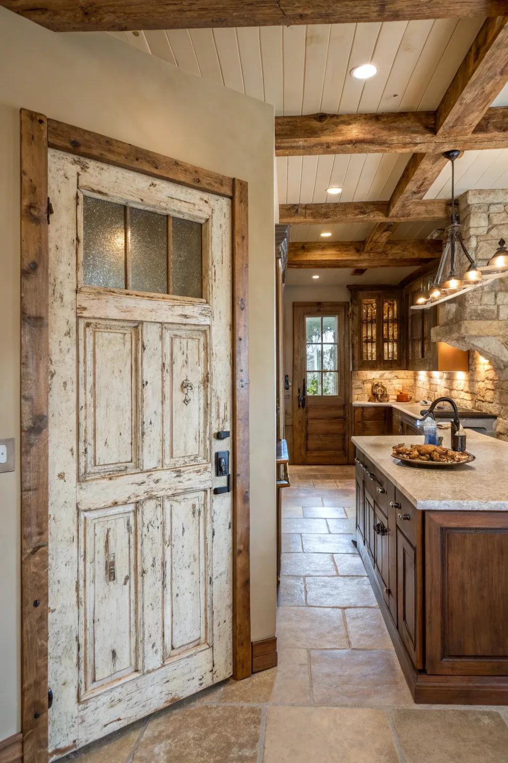 An access treated with a distressed treatment imbuing timeworn allure and warmth.