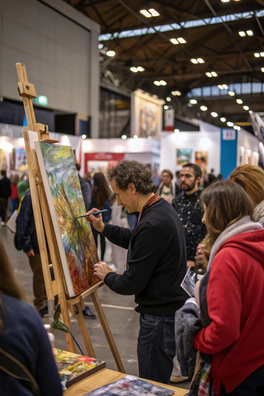 Live art demo fascinating guests.