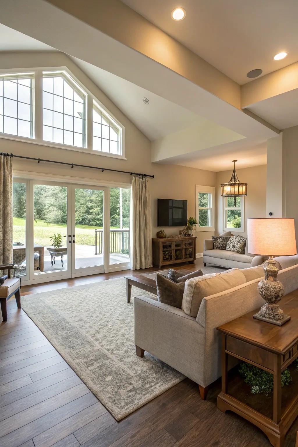 Unobstructed paths enhance the movement and comfort of a room.