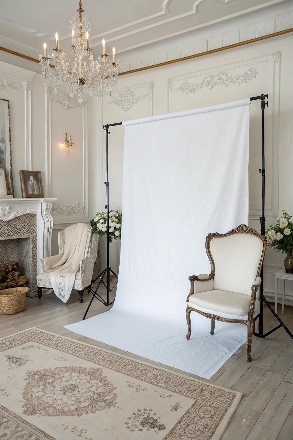 A minimalist alabaster backdrop affords directness plus versatility.