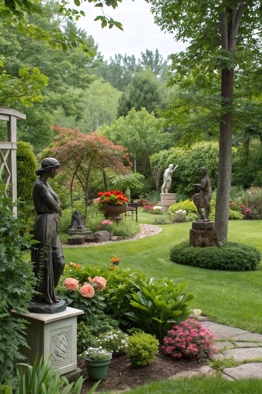 Garden statues append an artistic flair to your easement.