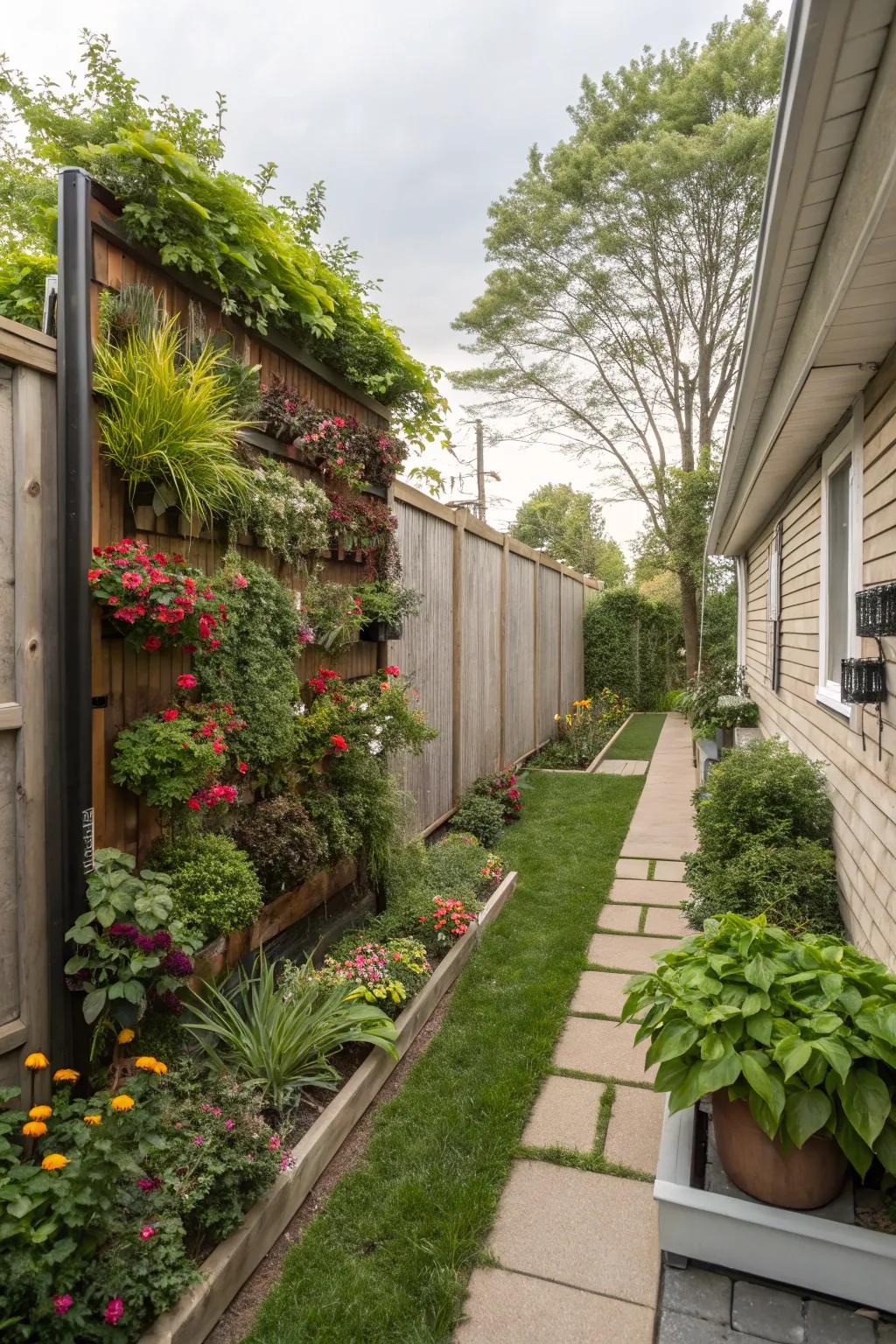 Upright gardens create privacy in limited spaces.