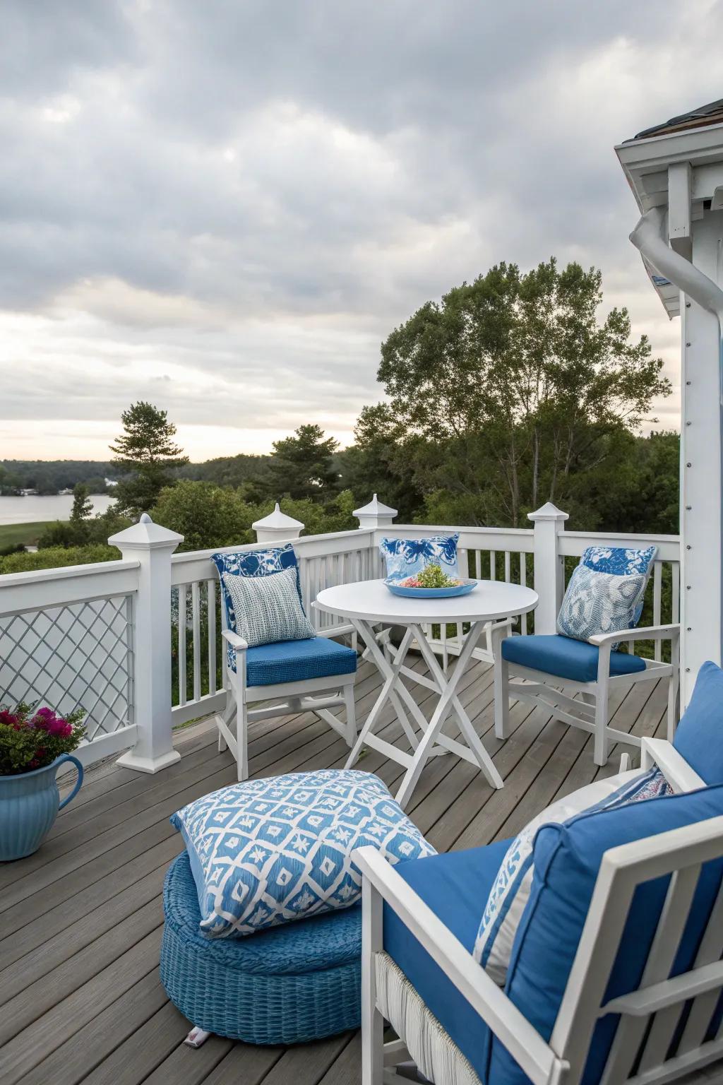Harmonious shade palette crafts a cohesive and appealing deck design.