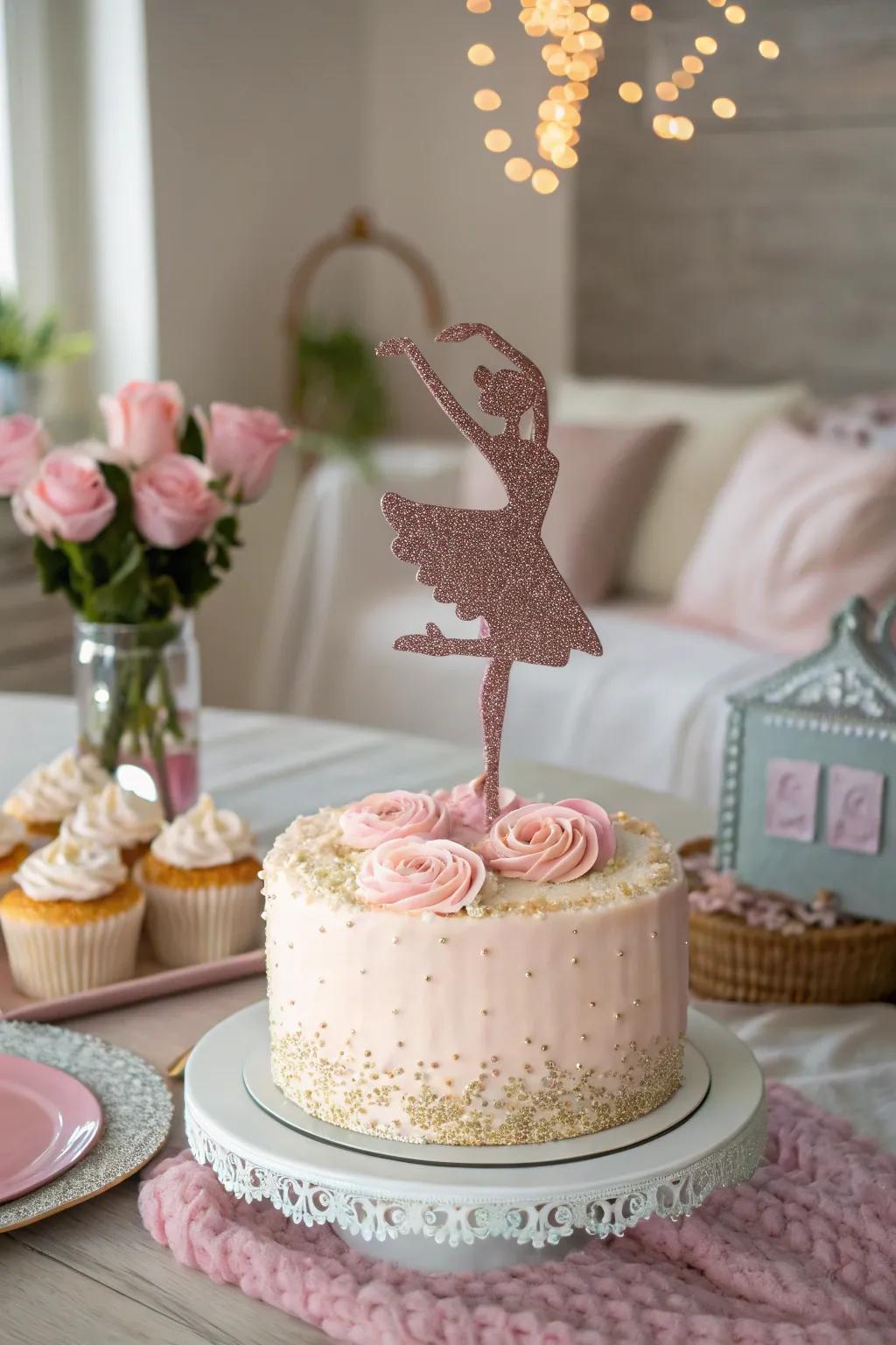 A radiant accent lends radiance and glamour to the cake.