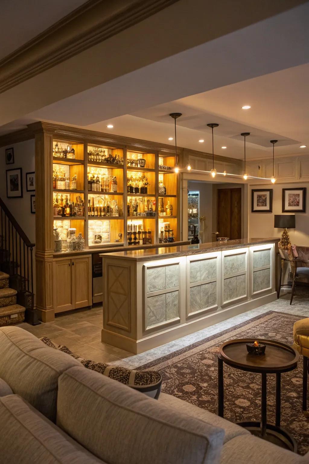 The glow that is produced by ambient lighting within panels is inviting and warm.