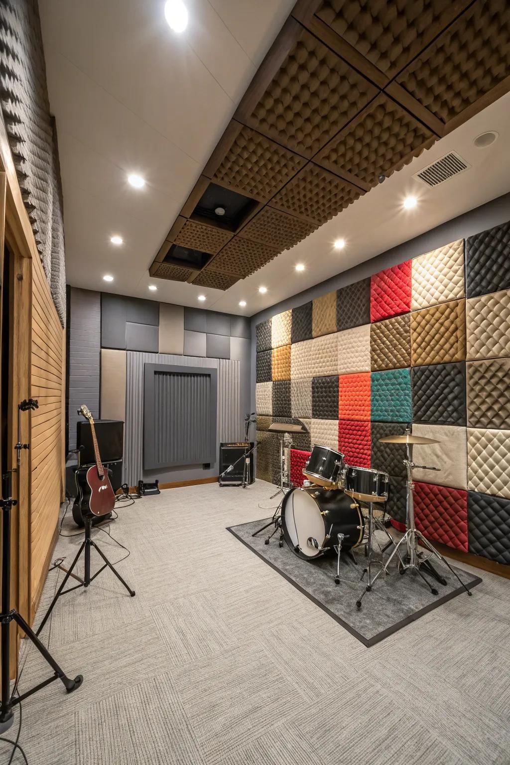 Sound-absorbing panels enhance sound quality.
